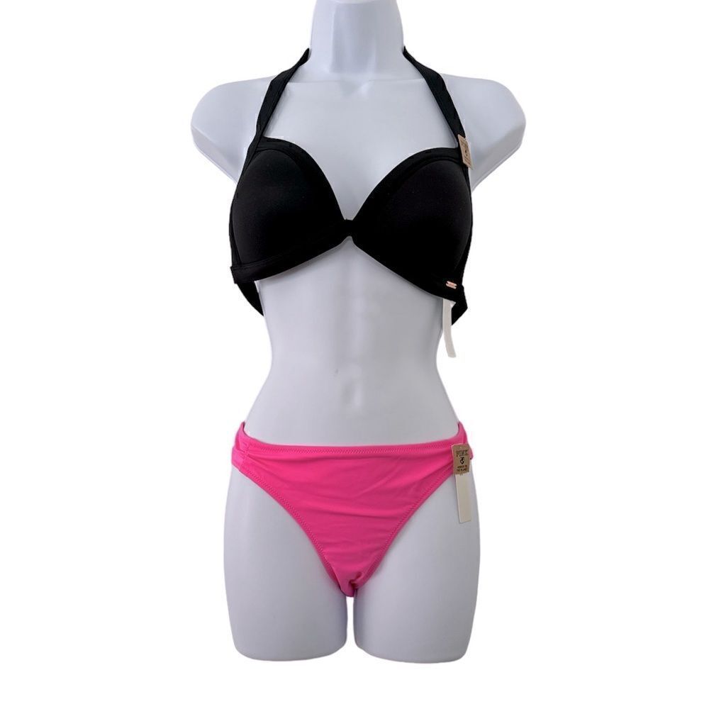 PINK Victoria secret Black and pink swimming set NWT